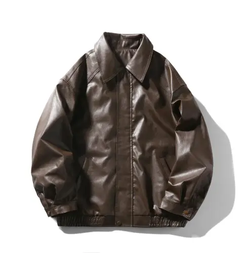 2023 Winter New Men's Loose Motorcycle Leather Coat PU Leather Jacket Large Fashion Casual Cardigan .webp