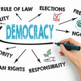Democracy Concept. Chart with keywords and icons on white background