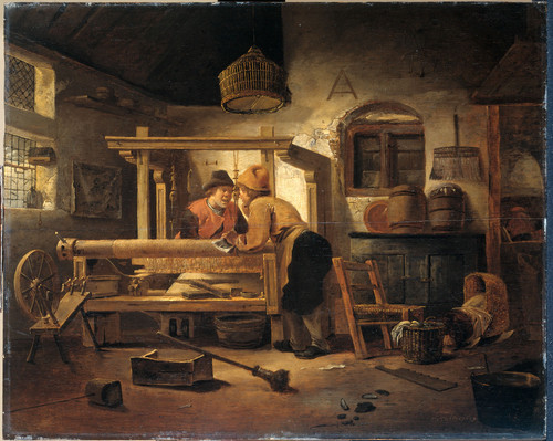 Decker, Cornelis Gerritsz Ткацкая мастерская, 1659, 45 cm x 57 cm, Дерево, масло