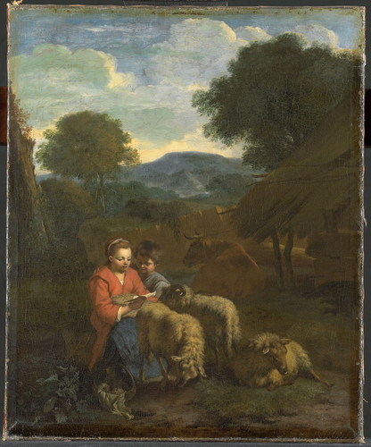 Does, Simon van der Пастушка читает, 1706, 53,5 cm х 44,5 cm, Холст, масло