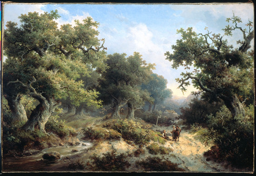 Cremer, Jacob Johannes Лесной пейзаж со странниками, 1849, 68 cm х 100 cm, Холст, масло