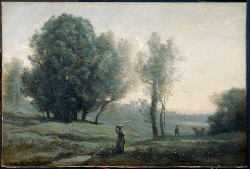 Corot, Camille Пейзаж, 1875, 38 cm х 56,5 cm, Холст, масло