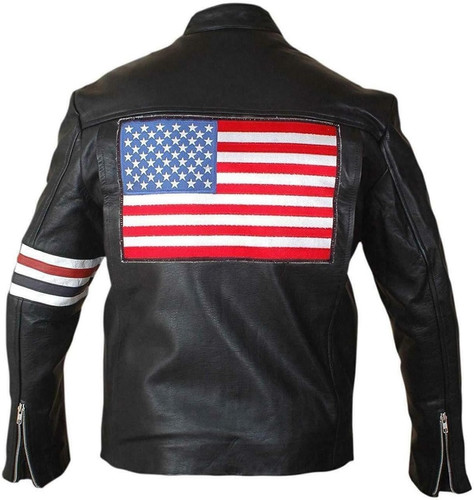 American USA Flag Easy Rider Peter Fonda Vintage Mens Cafe Racer Black Motorcycle Biker Leather Jack.jpg