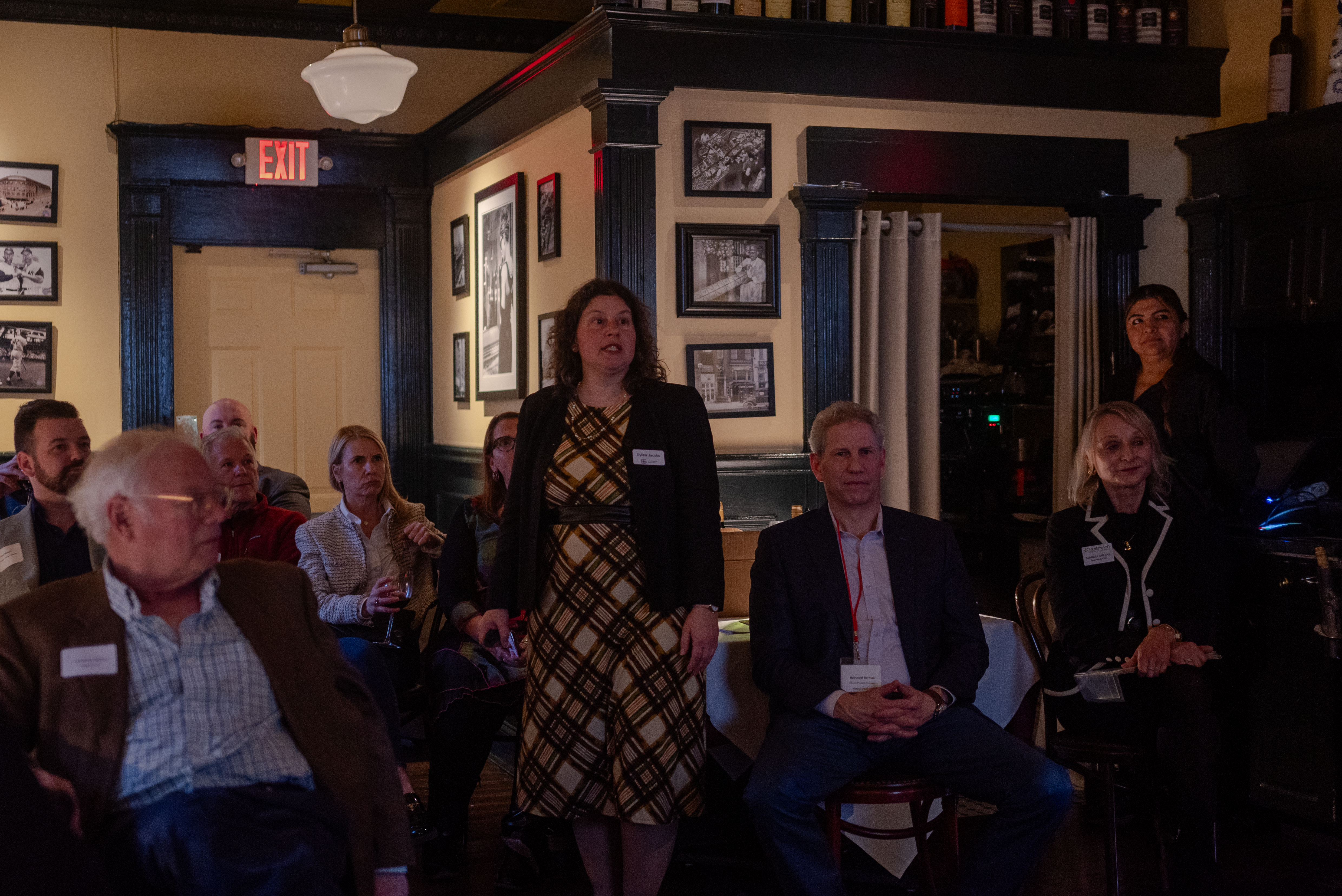 Sylina Jacobs explains the workings of SBA loans to members of the Greenwich Chamber of Commerce. 