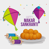 kites and food to makar sankranti cerlebration vector 22986919