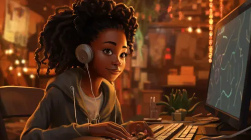 smilegmi young african girl computer programming studio ghibli ba2bed1f e1f8 4bb3 a532 798adae3b835.webp