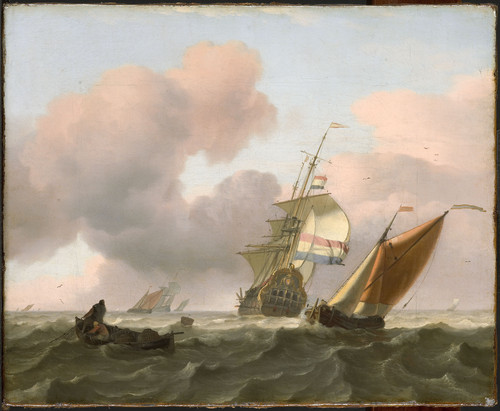 Bakhuysen, Ludolf Бурное море с кораблями, 1697, 31,5 cm x 39 cm, Холст, масло