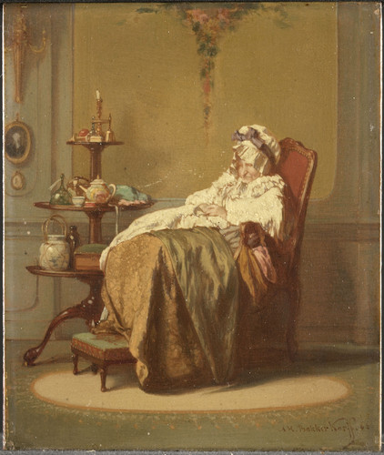 Bakker Korff, Alexander Hugo Послеобеденный сон, 1866, 14 cm х 11,7 cm, Дерево, масло