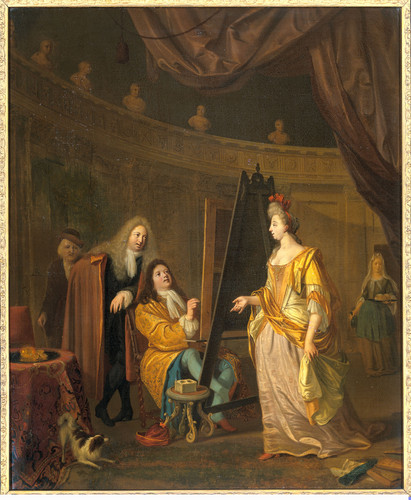 Bakhuysen, Ludolf Художник в своей студии рисует даму, 1707, 84 cm х 70 cm