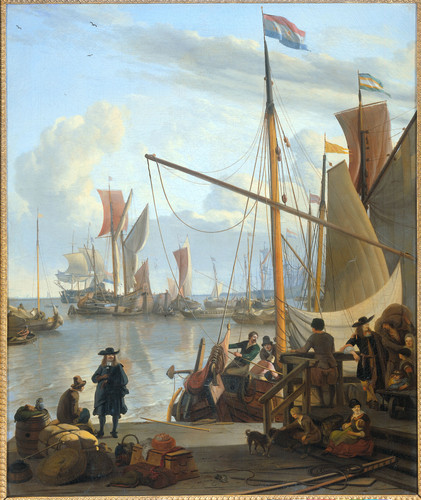 Bakhuysen, Ludolf Пирс Mosselsteiger в порту Амстердама, 1673, 81 cm х 67 cm, Холст, масло