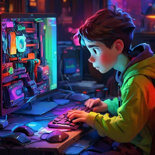 Leonardo Diffusion XL A 11 years boy codding ia a rgb computer 2.jpg