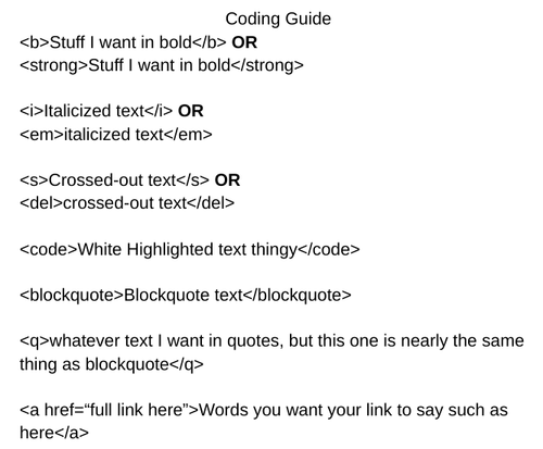 Coding Guide for the Blog!