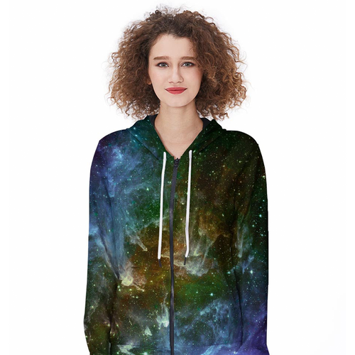 Universe Galaxy Space Women's Zip Up Hoodie.png