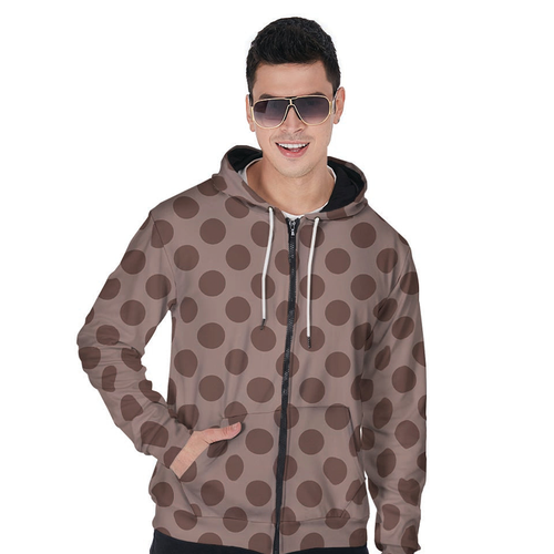 Brown Polka Dot Men's Zip Up Hoodie.png