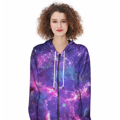 Nebula Galaxy Space Women's Zip Up Hoodie.png