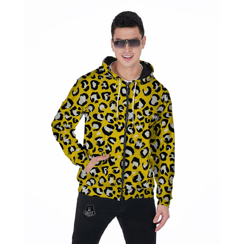 Yellow Leopard Men's Zip Up Hoodie.jpg
