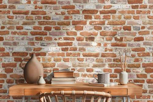 Interior design of neutral bohemian living room interior with stylish desk, armchair, dried flowers .jpg