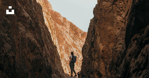 a person standing on a rock in a canyon wMHauMZiQjg.jpg