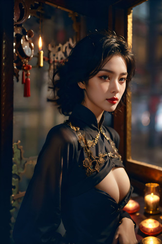 07077 404337096 ((NSFW)),1girl,,china dress,elegant,mature female,sexy,lazy,jewelry,dark theme,,,dar.jpg