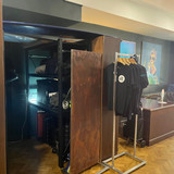 blue luggage storage