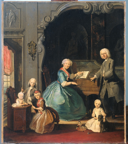 Troost, Cornelis Семейный портрет у клавесина, 1739, 94 cm х 82,5 cm, Холст, масло