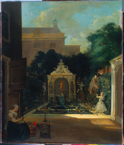 Troost, Cornelis Городской сад в Амстердаме, 1745, 66 cm х 56 cm, Холст, масло