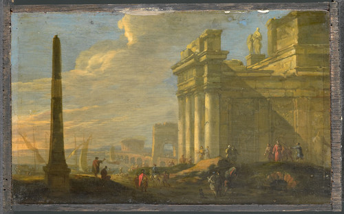 Ulft, Jacob van der Вид порта в Италии, 1689, 12,5 cm х 20 cm, Дерево, масло