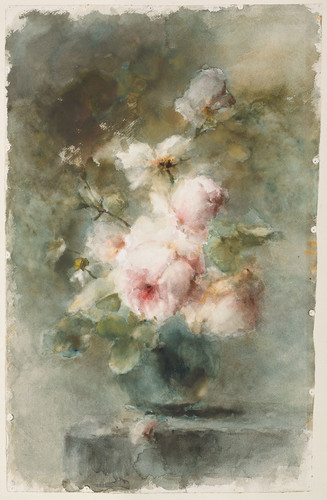 Roosenboom, Margaretha Ваза с розами, 1896, 790 mm х 500 mm, Рисунок, акварель
