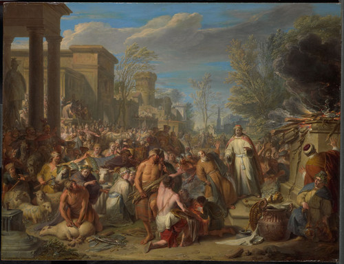 Roore, Jacques Ignatius de Идолопоклонство Иеровоама, 1744, 53 cm х 69 cm, Дерево, масло