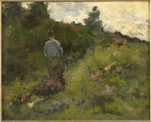 Roland Holst, Richard Фермер в лесу, 1889, 29 cm х 35,5 cm, Холст на картоне, масло