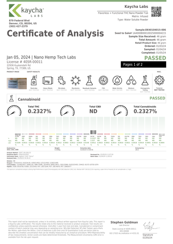 thc flavorless functional COA 012024