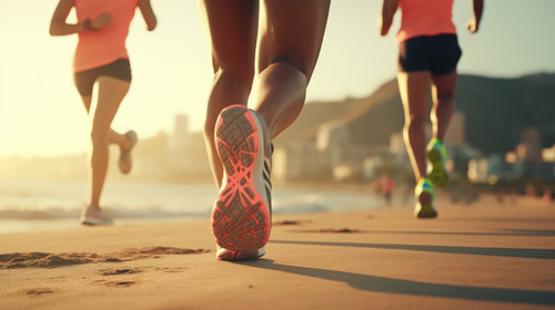 People legs and running at the beach for exercise cardio workout or training together outdoors Leg o.jpg