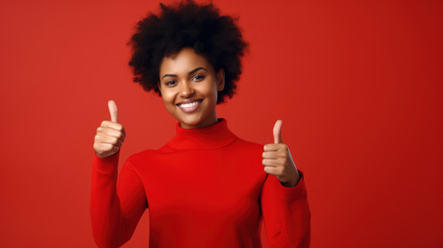 Perfect hand and happy black woman portrait in studio for support review or success vote or agree on.jpg