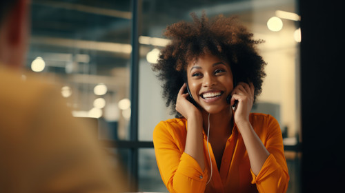 Phone call laugh and business black woman in office for contact connection and network Corporate com.jpg