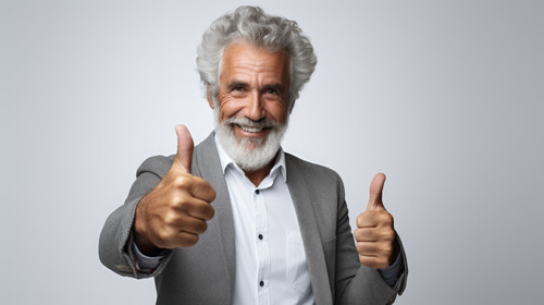 PNG shot of a handsome mature man standing against a grey background in the studio and making a thum.jpg
