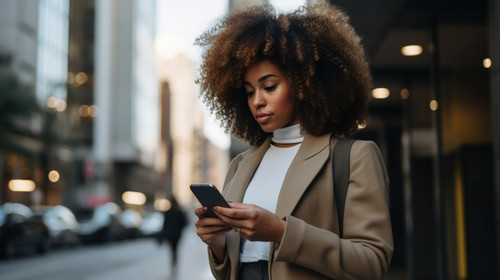 PNG shot of a young woman using her cellphone while standing 06215 03.jpg