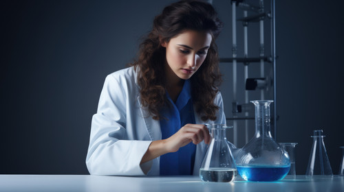 PNG of a cropped shot of an attractive young female scientist examining a beaker filled with liquid .jpg
