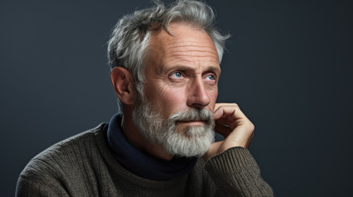 PNG studio portrait of a mature man looking thoughtful against a grey background 06218 02.jpg