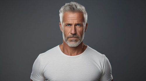 PNG studio shot of a mature man looking confused while using a digital tablet against a grey backgro.jpg