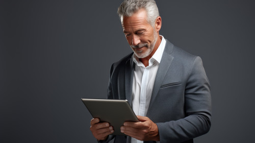 PNG studio shot of a mature man using a digital tablet against a grey background 06226 03.jpg