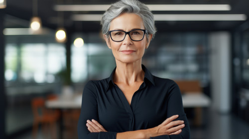 Portrait arms crossed and business woman for workplace management career mindset and happy job Proud.jpg
