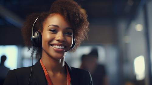 Portrait call center and customer service with a black woman consultant working in her telesales off.jpg