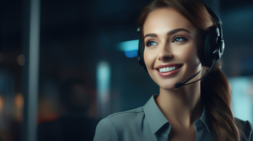 Portrait call center and a woman consulting in an office for telemarketing or sales assistance Custo.jpg