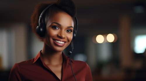 Portrait call center and customer service with a black woman consultant working in her telesales off.jpg