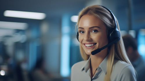 Portrait call center and a woman consulting in an office for telemarketing or sales assistance Custo.jpg
