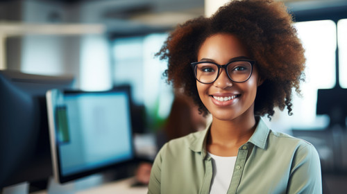 Portrait computer screen and business woman in startup career creative mindset or planning in office.jpg