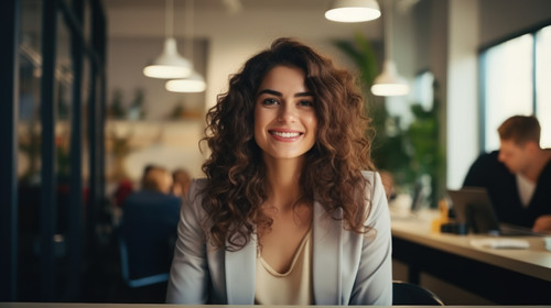 Portrait creative and smile with a designer woman at work in her office boardroom on a project Marke.jpg