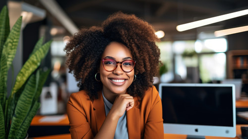 Portrait computer screen and business woman in startup career creative mindset or planning in office.jpg