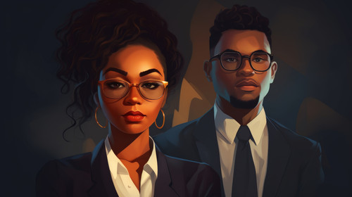 Portrait employee and black woman with business serious and professional with success computer and o.jpg