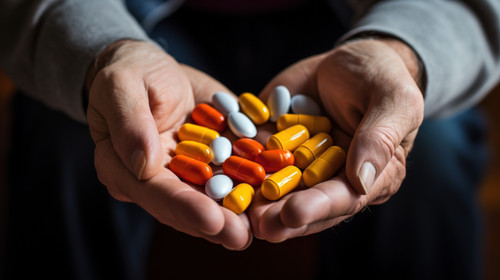 Pills medicine and healthcare of senior man taking daily capsules for chronic illness cancer or heal.jpg